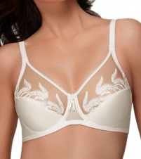 Feather Embroidery Underwire Bra